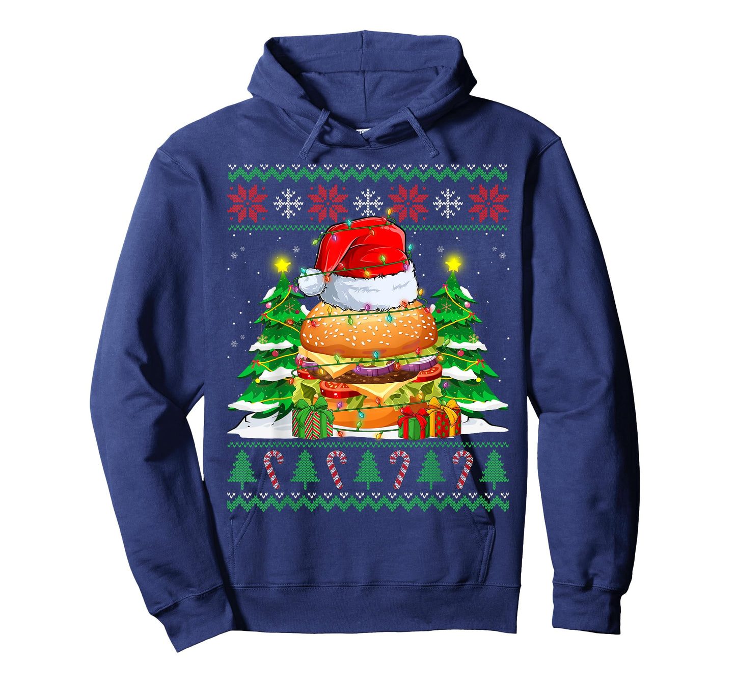 Santa Hamburger Fast Food Lovers Ugly Xmas Sweater Christmas T-Shirt