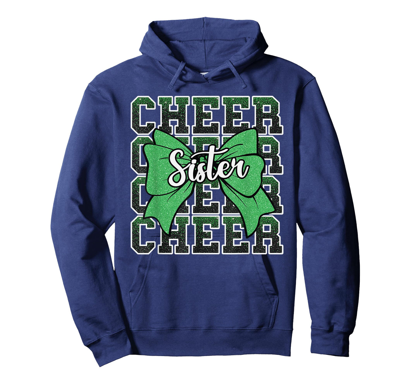 Cheer Sister Bow Sport Cheerleader Cheerleading Green T-Shirt
