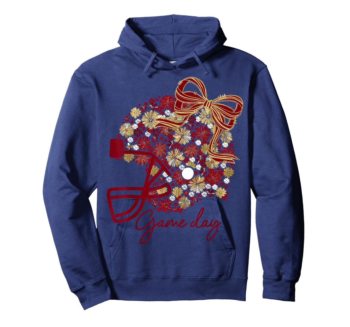 Floral Football Game Day Girly Team Spirit Burgundy & Gold T-Shirt