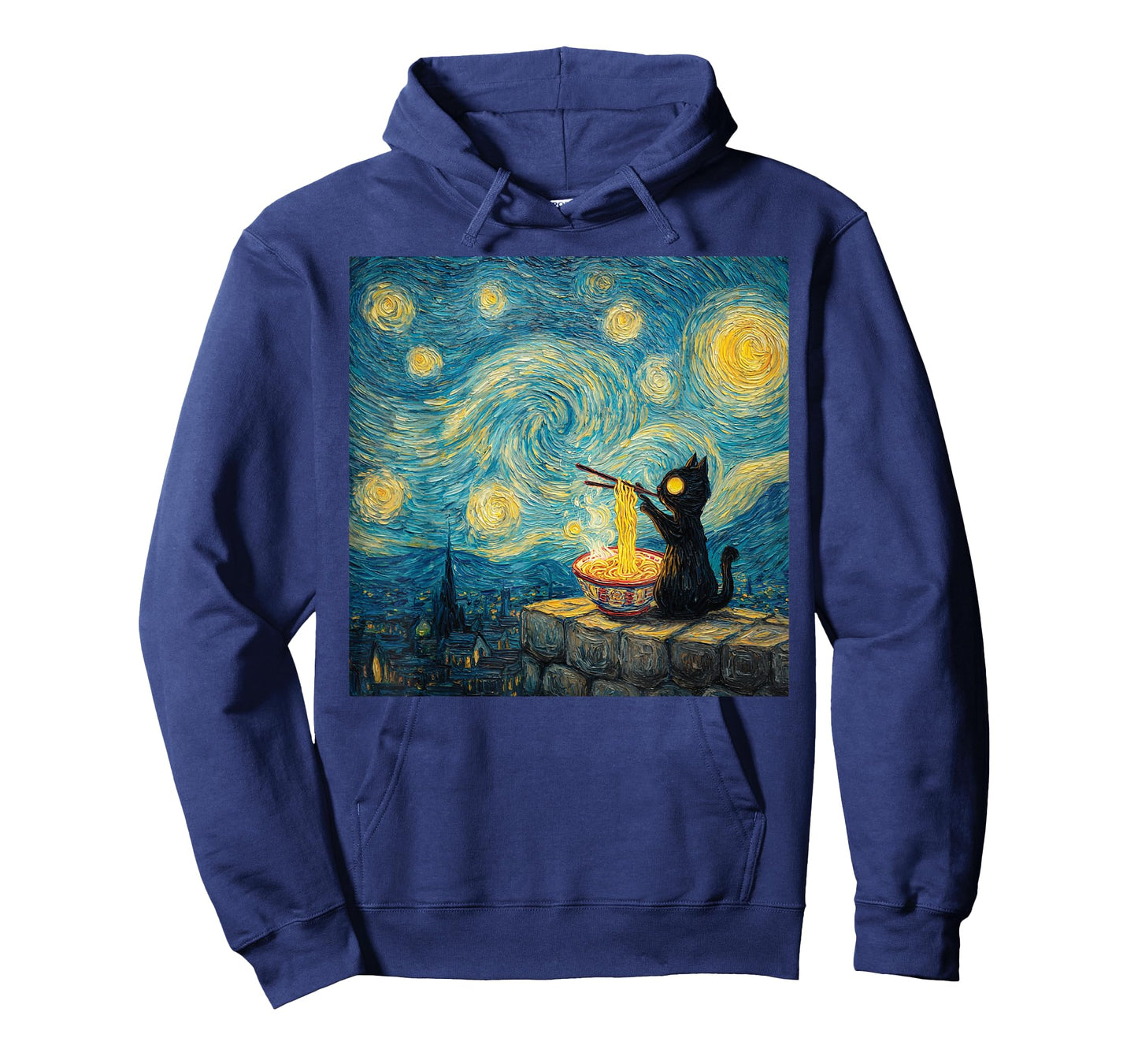 Ramen Cat Under Starry Sky โ Cute Noodles & Cat Lovers Art T-Shirt