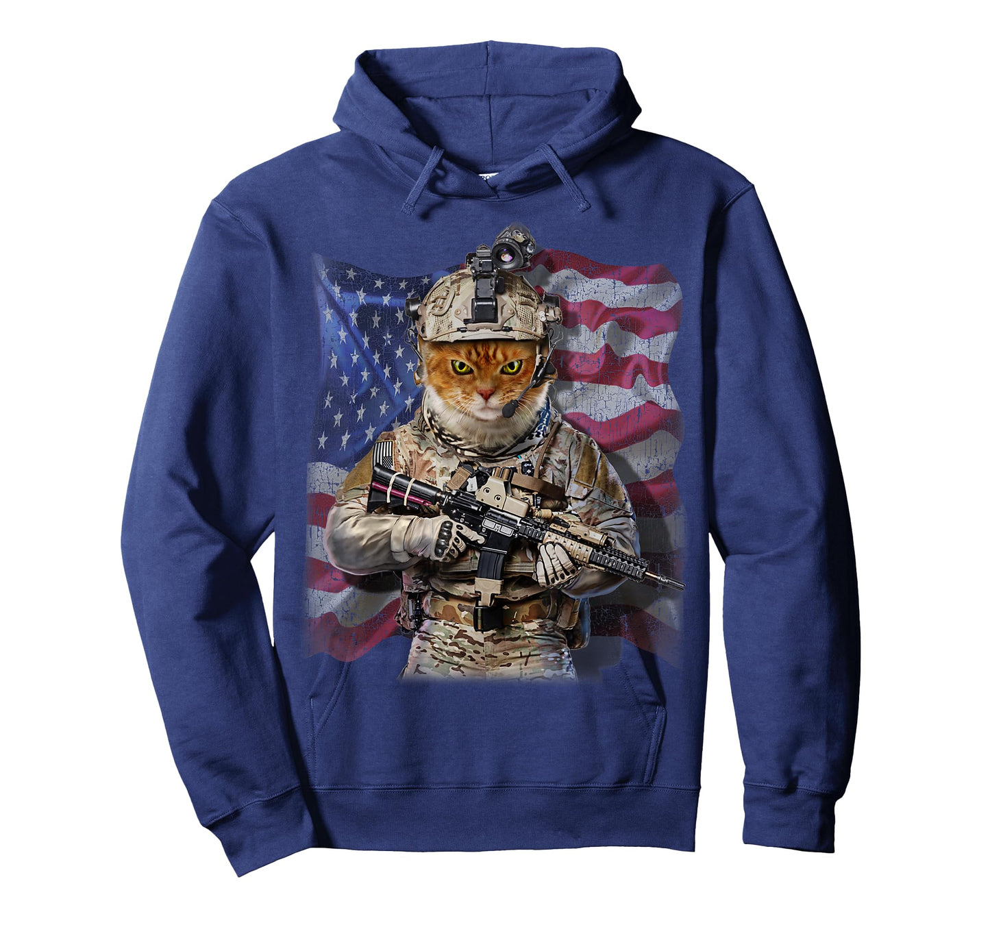 USA America Patriot Tabby Cat as Army Commando T-Shirt