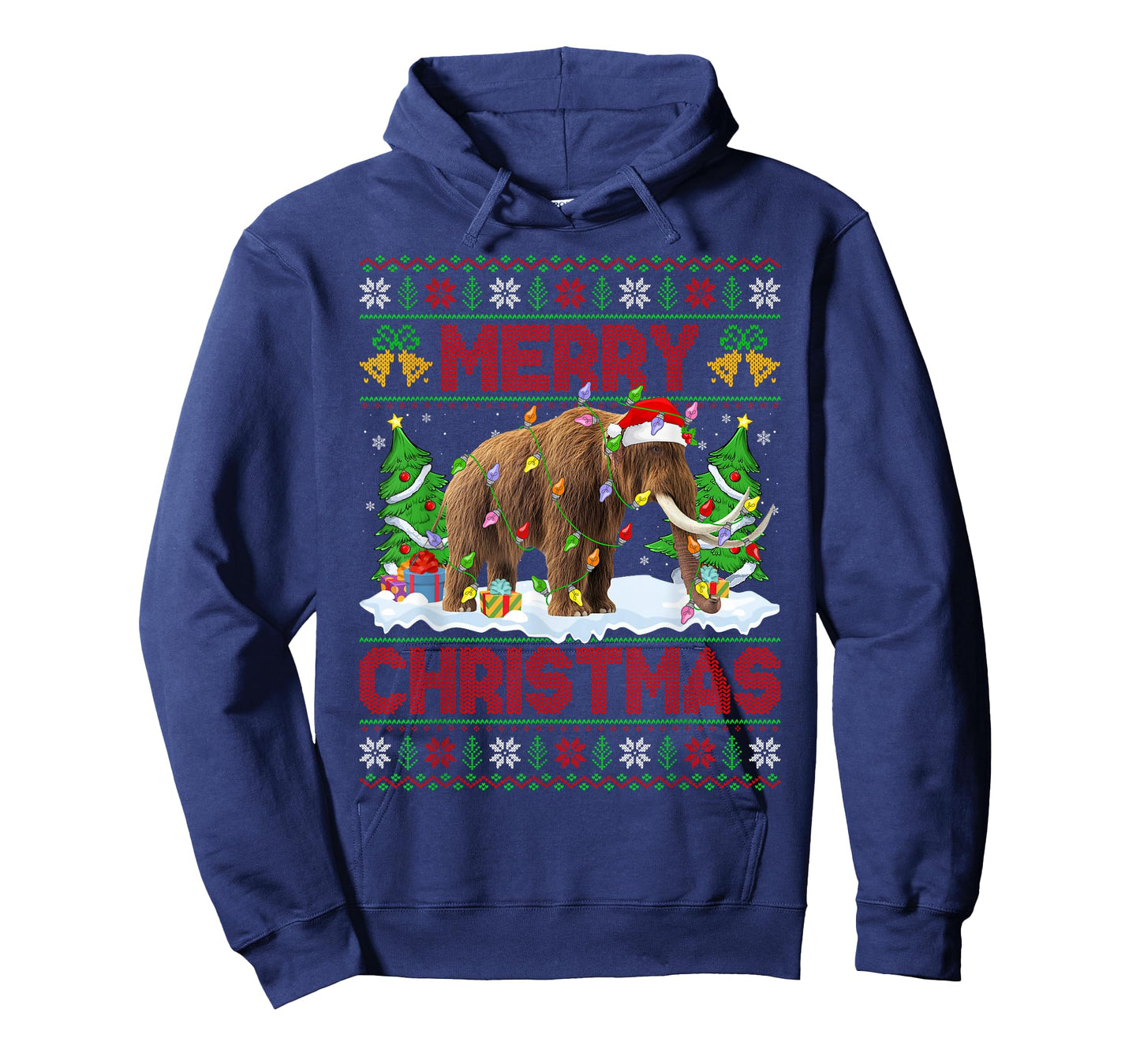 Woolly Mammoth Ugly Xmas Sweater Animal Lights Christmas T-Shirt