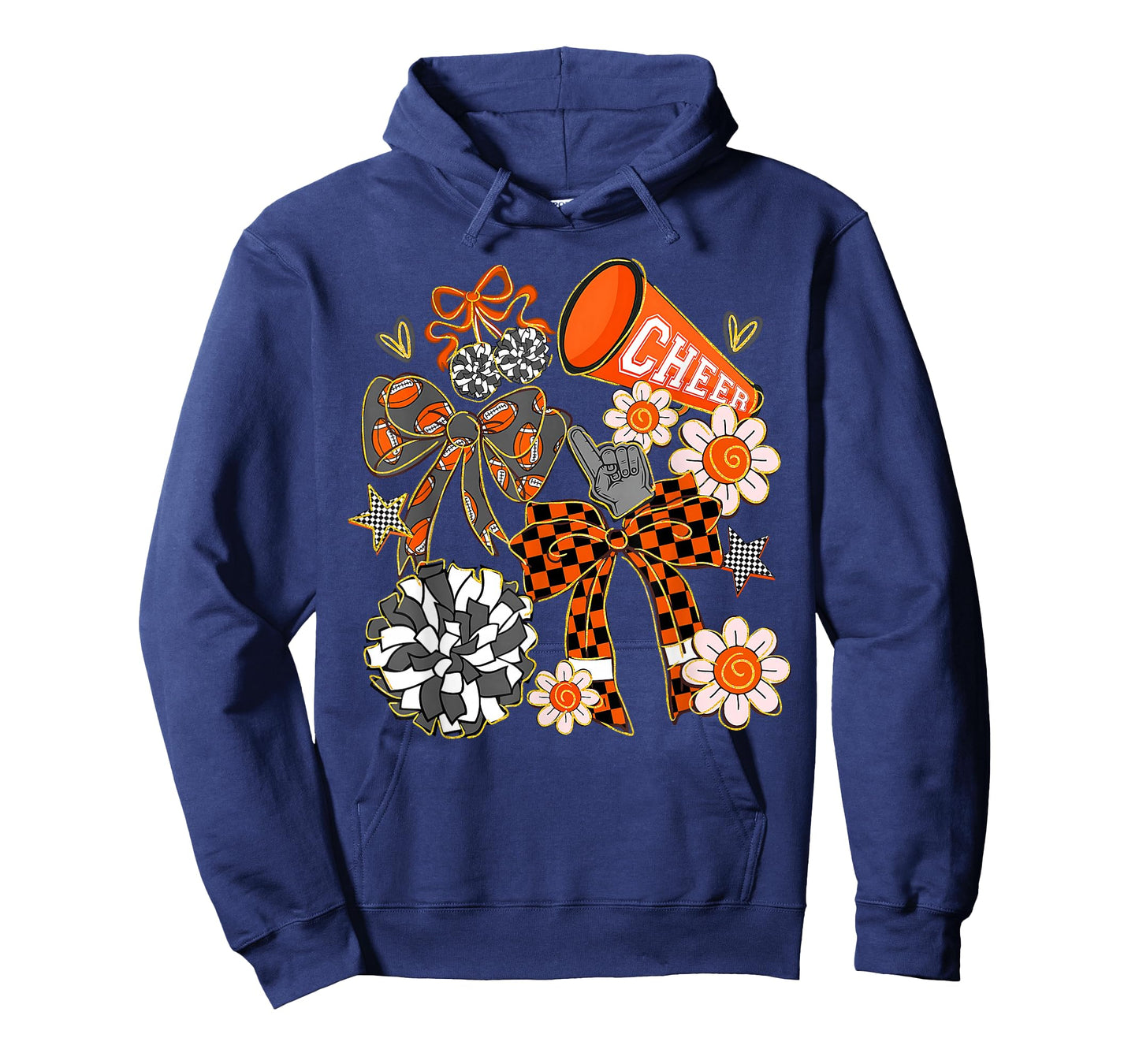 Coquette Cheer Bow Sport Cheerleader Orange Game Day T-Shirt