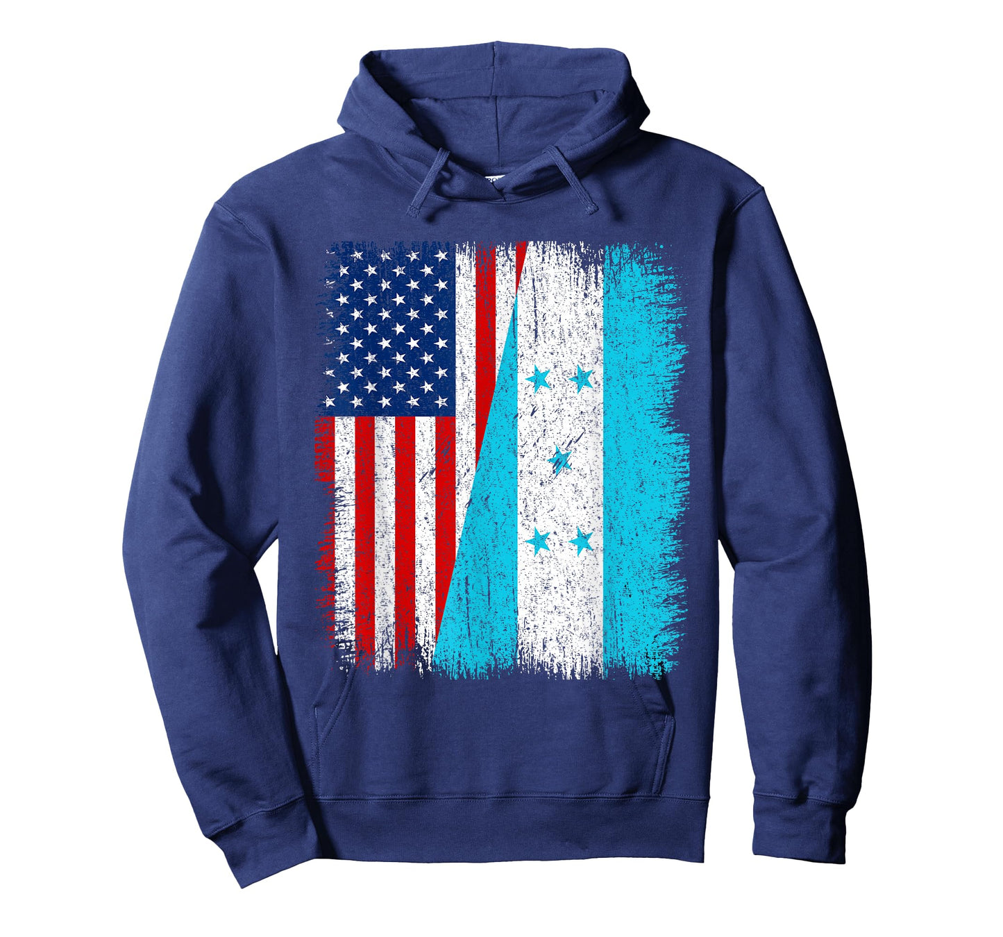 Distressed Vintage Patriotic American Flag & Honduras Flag T-Shirt
