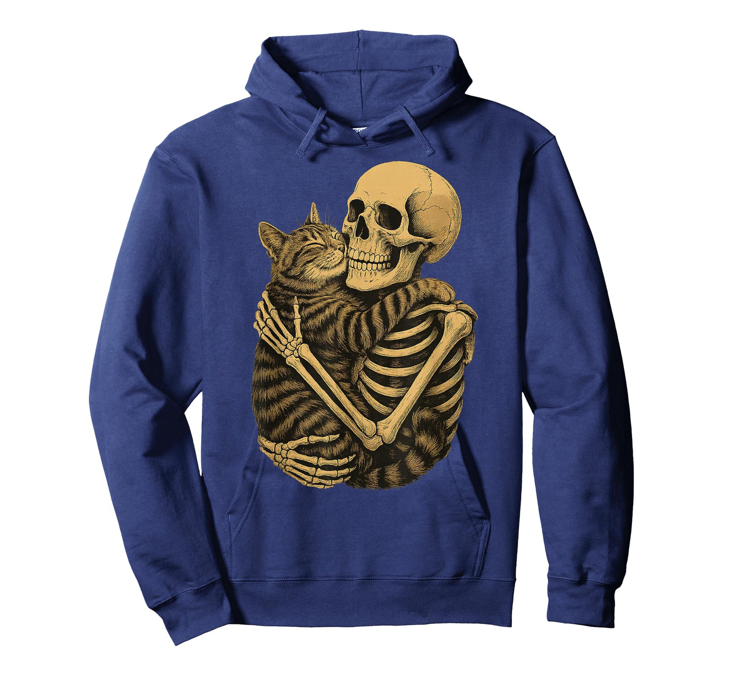 Funny Skeleton Hugging Cat Halloween Cat Lover Cat Mom Dad T-Shirt