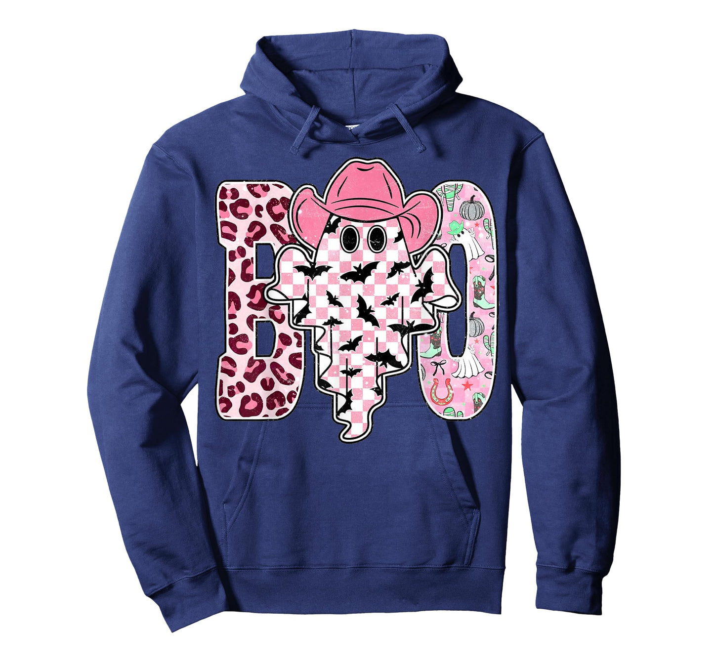 Preppy Western Halloween Spooky Ghost Cowgirl Pink Ghost Boo T-Shirt