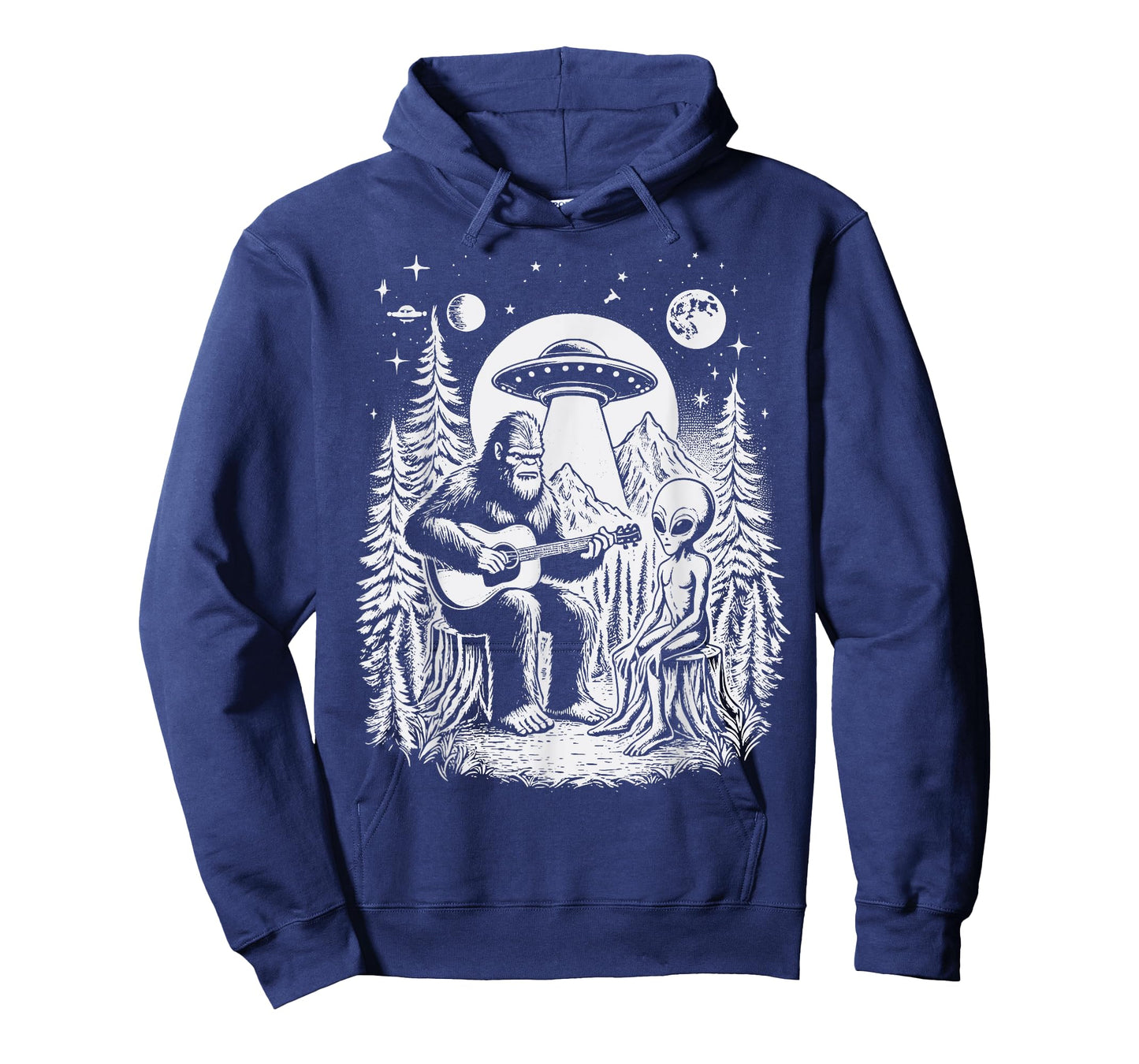 Bigfoot UFO Alien Around Campfire Nature Hiking Sasquatch T-Shirt