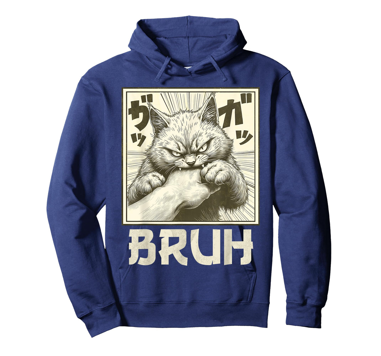 Funny Bruh Cat Bite Graphic Tee Japanese Anime Cat T-Shirt