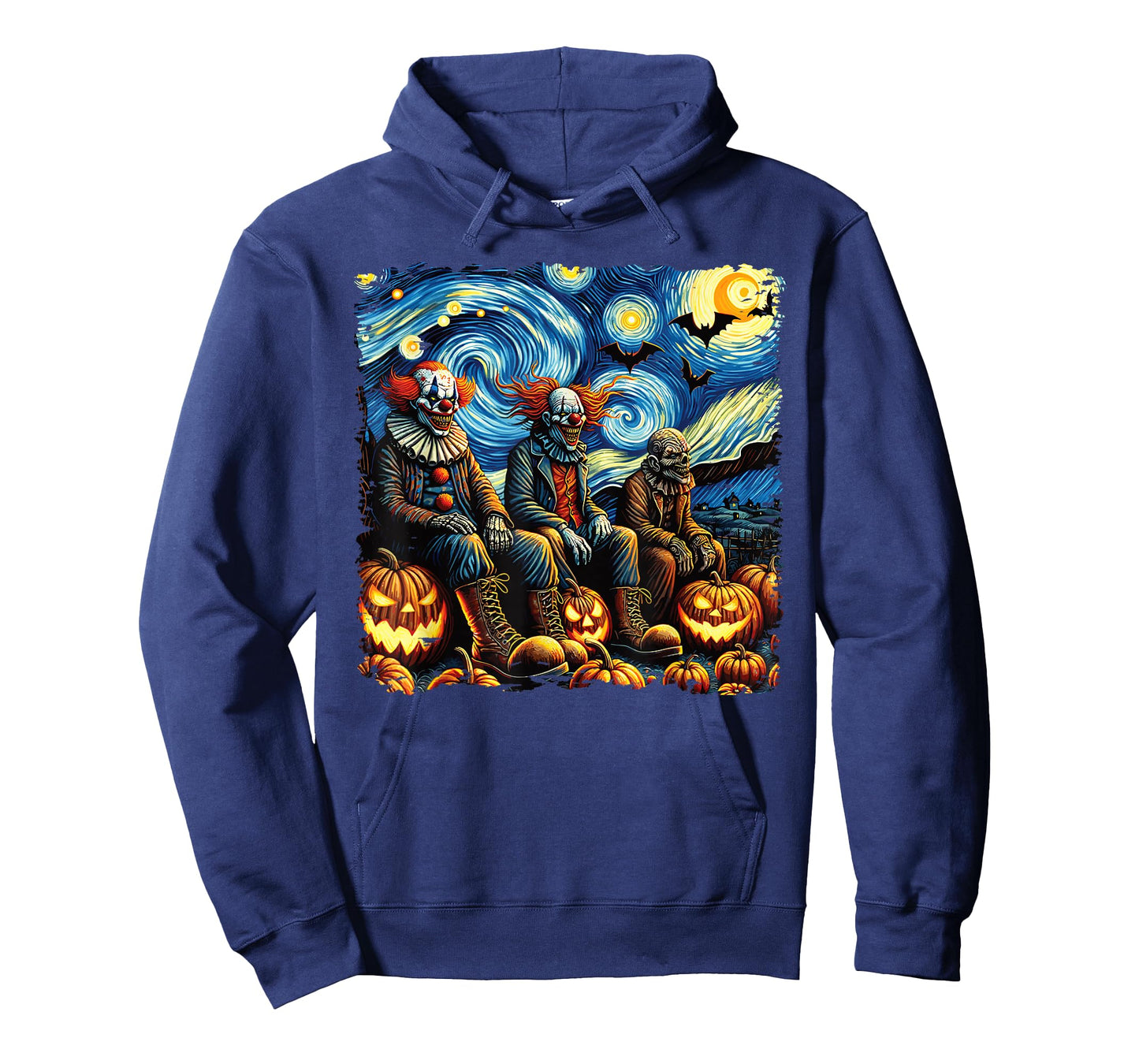Van Gogh Starry Night Scary Clowns Halloween Fall Pumpkin T-Shirt