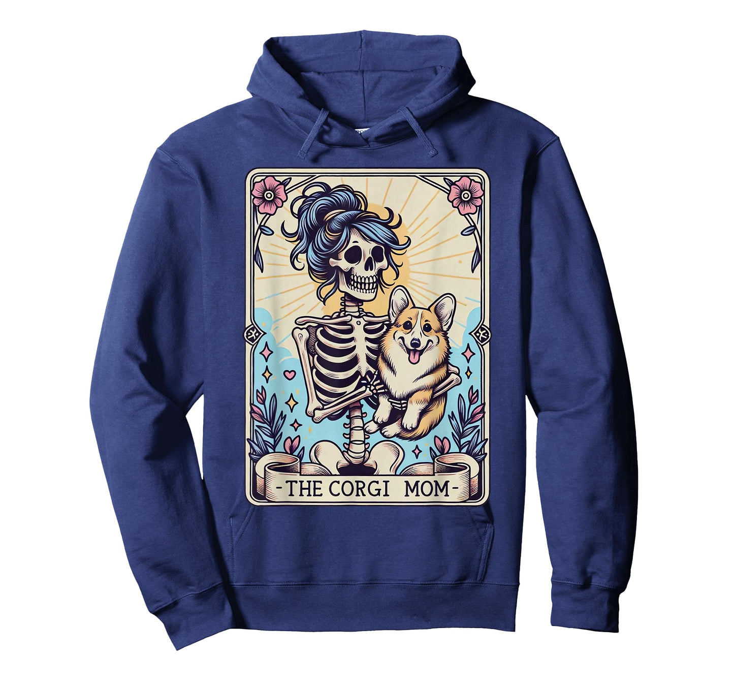 Retro Funny The Corgi Mom Tarot Card Skeleton Halloween T-Shirt