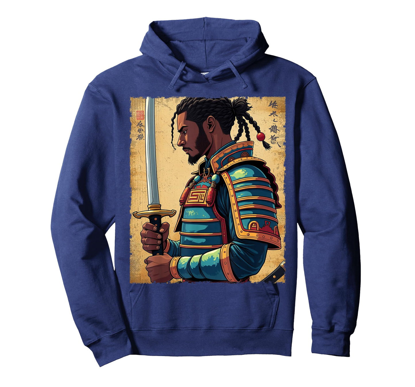 African Samurai Vintage Afro American Bushido Warrior Katana T-Shirt