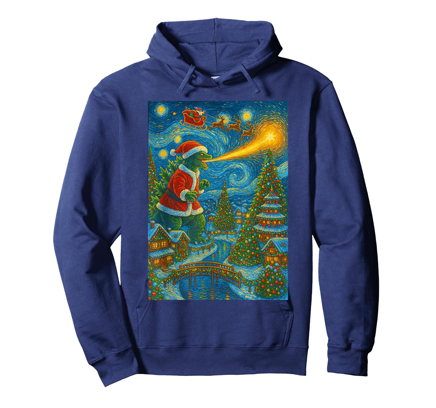 Kaiju Christmas Van Gogh Starry Night Japanese Monster T-Shirt