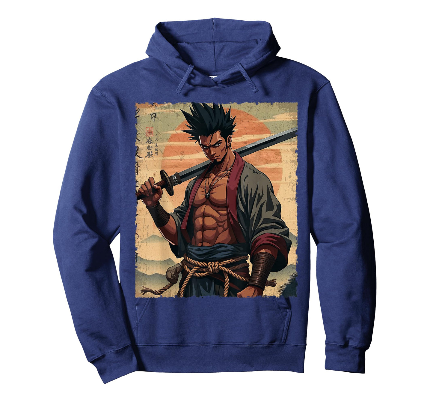 African Samurai Anime Afro American Bushido Warrior Katana T-Shirt