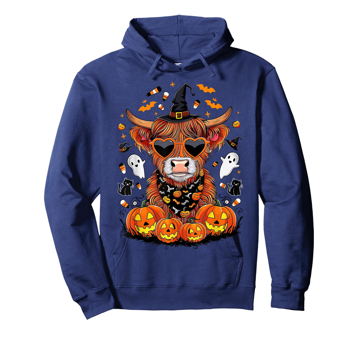 Halloween Highland Cow Farm Western Ghost Cow Witchy Pumpkin T-Shirt
