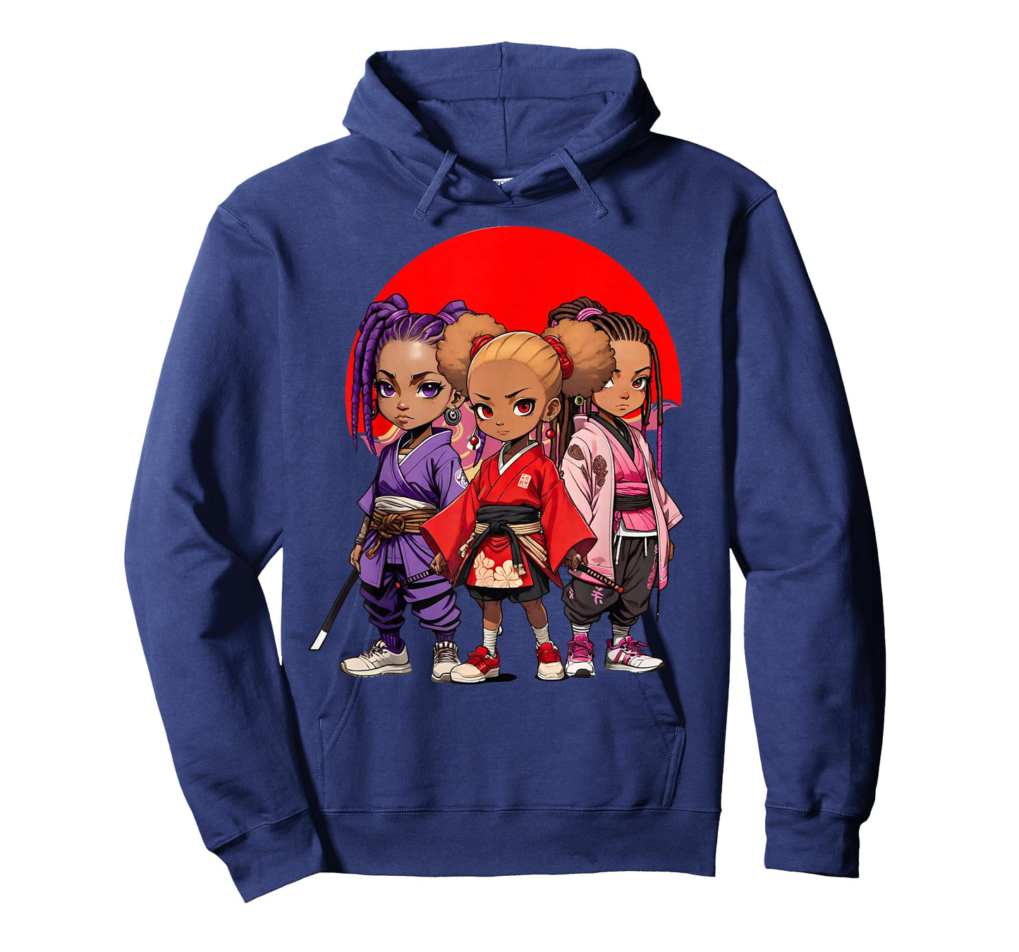 Samurai Girls Anime Afro | Japanese Retro Style Natural Hair T-Shirt