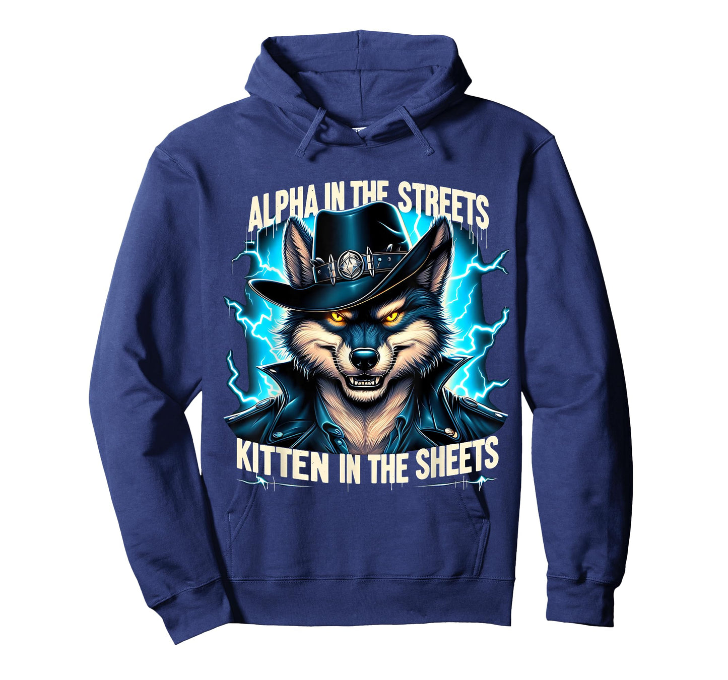 Alpha Mode Wolf Cowboy Lightning Funny Animal Tee T-Shirt