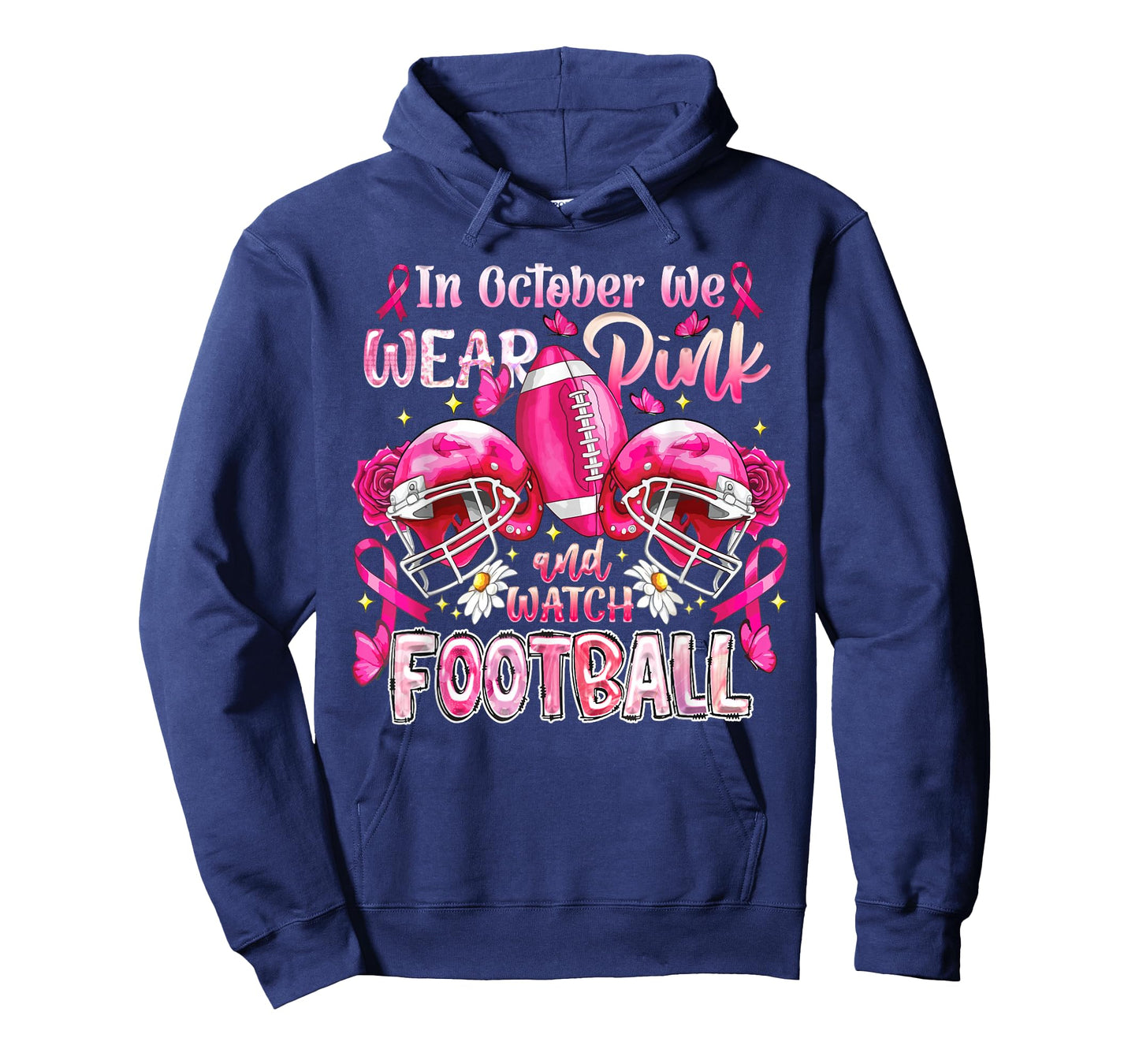 In October We Wear Pink And Watch Football Breast Cancer T-Shirt