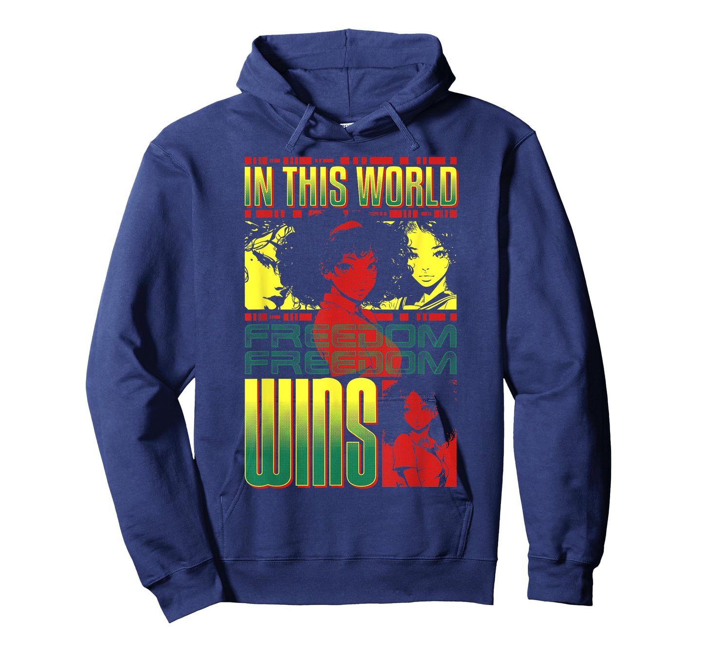 Black Anime Girl, In This World Freedom Wins, Juneteenth T-Shirt