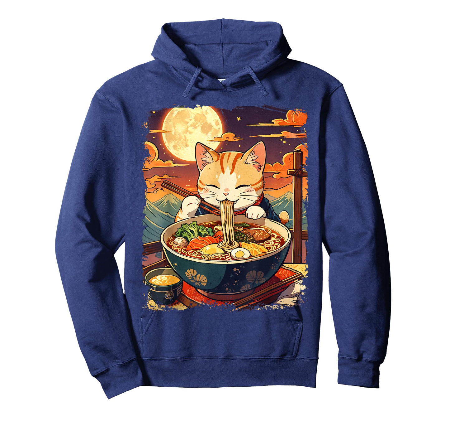 Cat Ramen Japanese Funny Graphic Kawaii Cat Anime Ukiyo-e T-Shirt