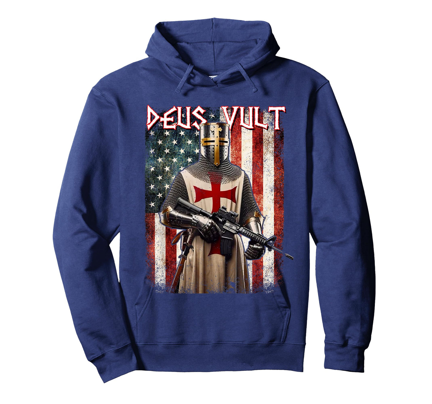 Deus Vult Medieval Knight Templar American Flag Crusader T-Shirt