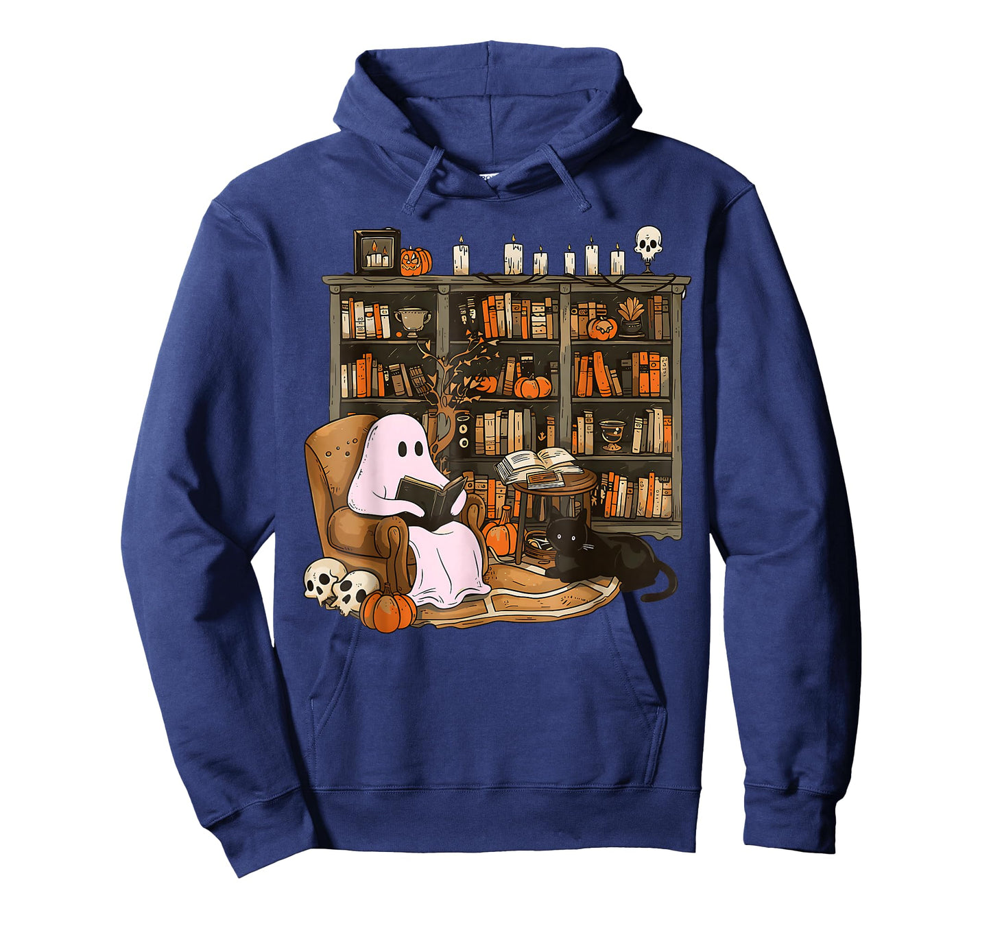 Vintage Ghost Book Reading Pumpkin Gothic Halloween Teachers T-Shirt