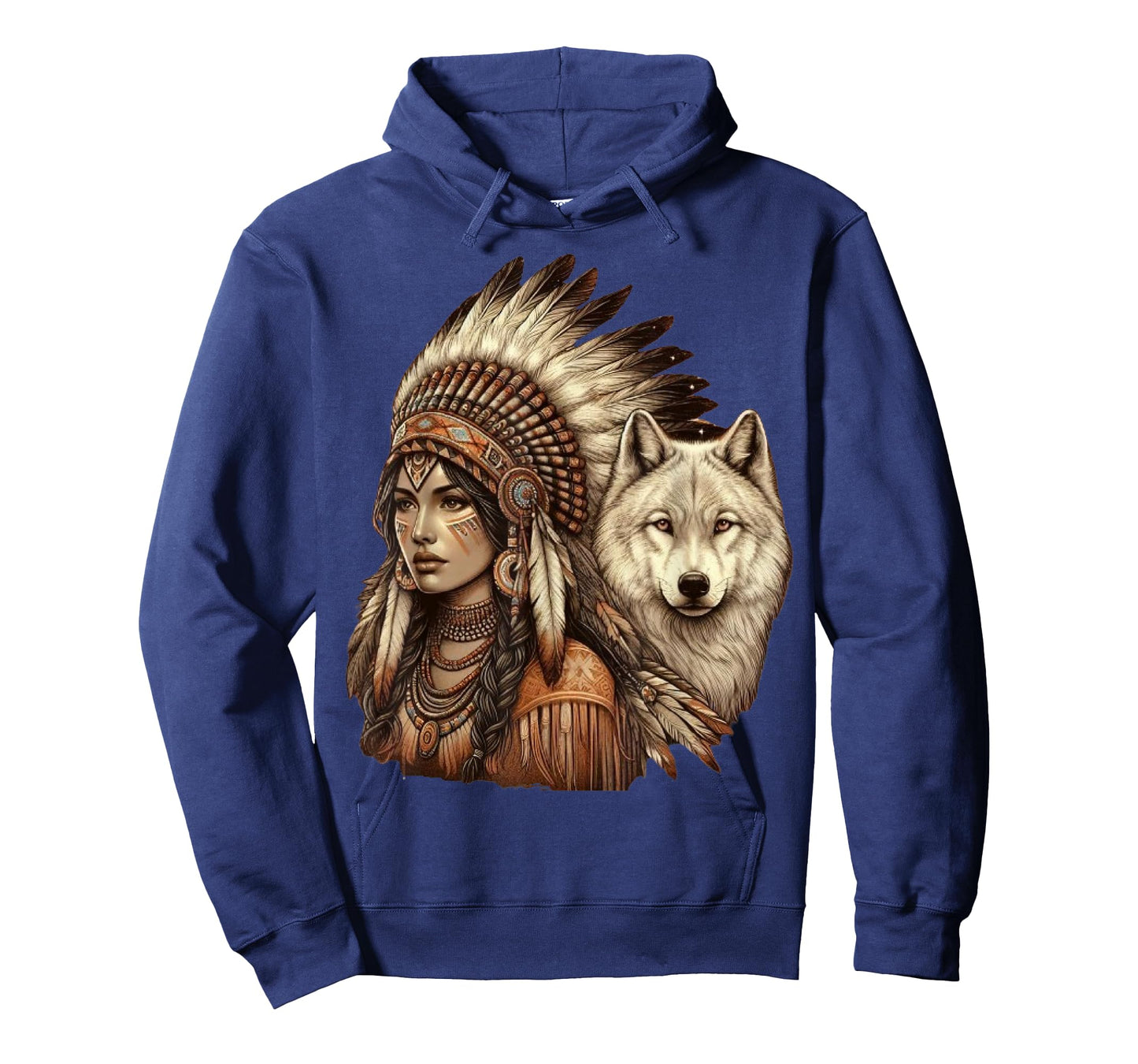 indian native american woman with white wolf vintage T-Shirt