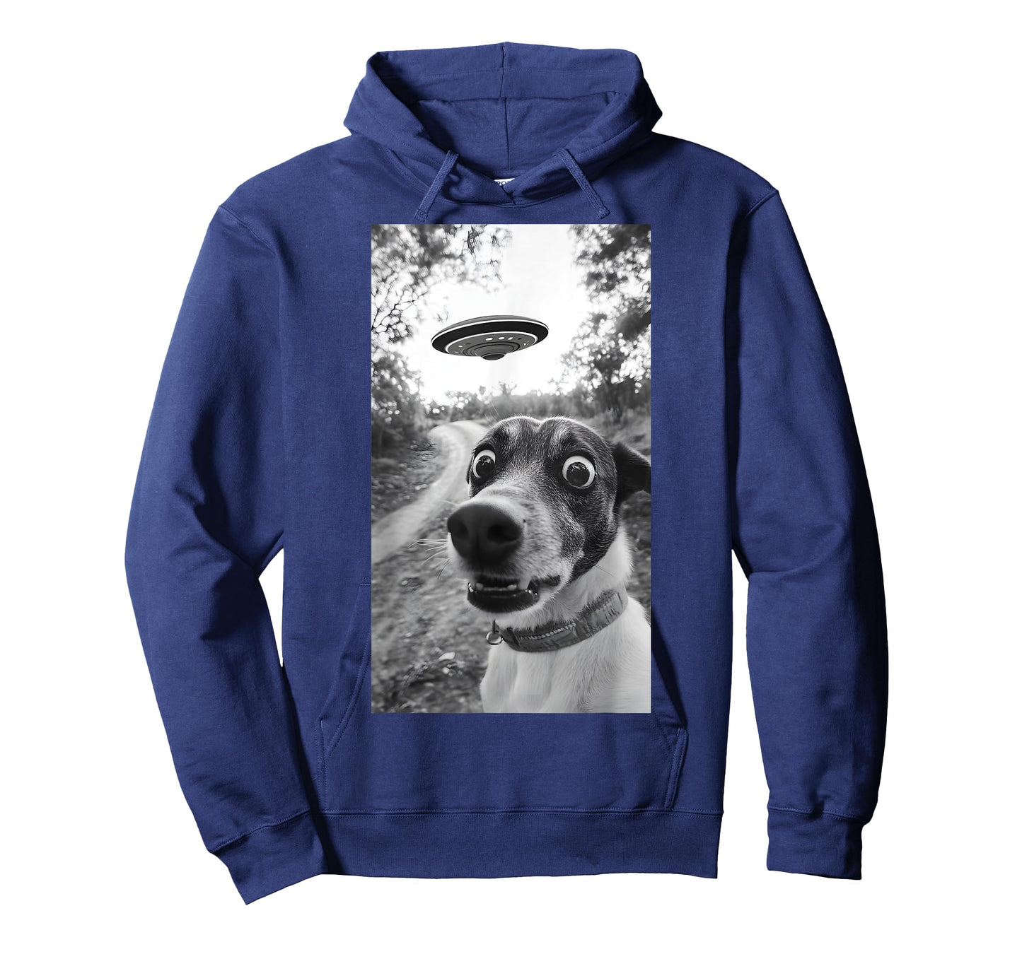 Surprised Dog Selfie With Alien UFO Funny Dog Men Women Kid T-Shirt