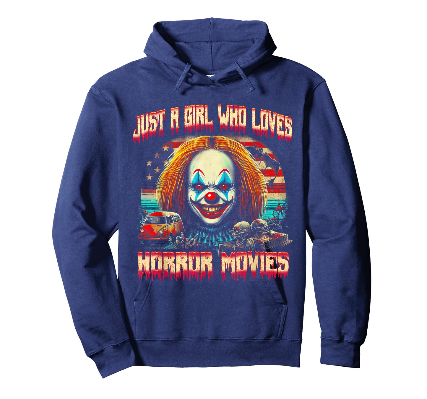 Vintage Just Girl Who Loves Horror Movies Clown Halloween T-Shirt