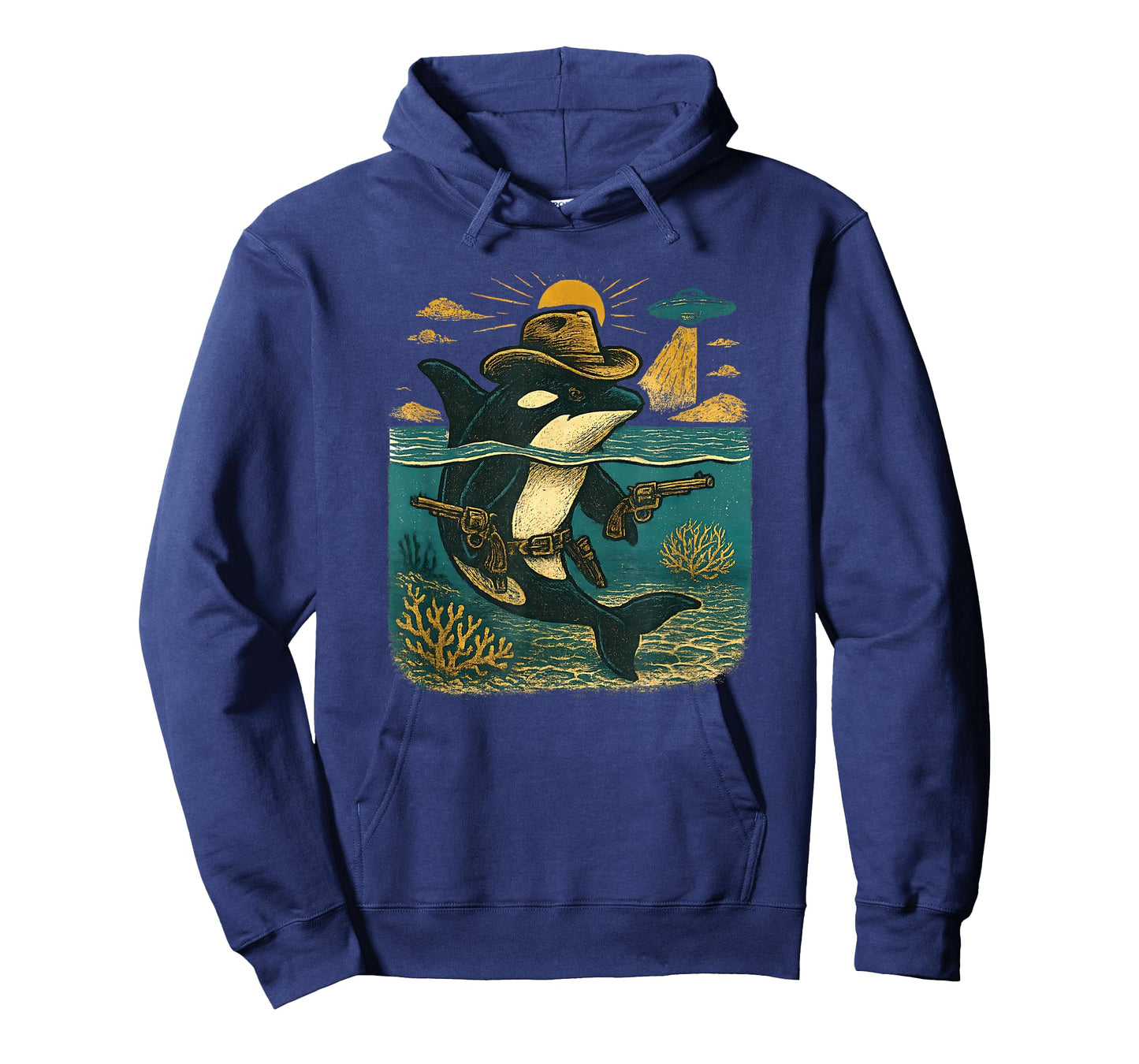 Retro Western Cowboy Orca UFO Graphic Killer Whale Lover T-Shirt