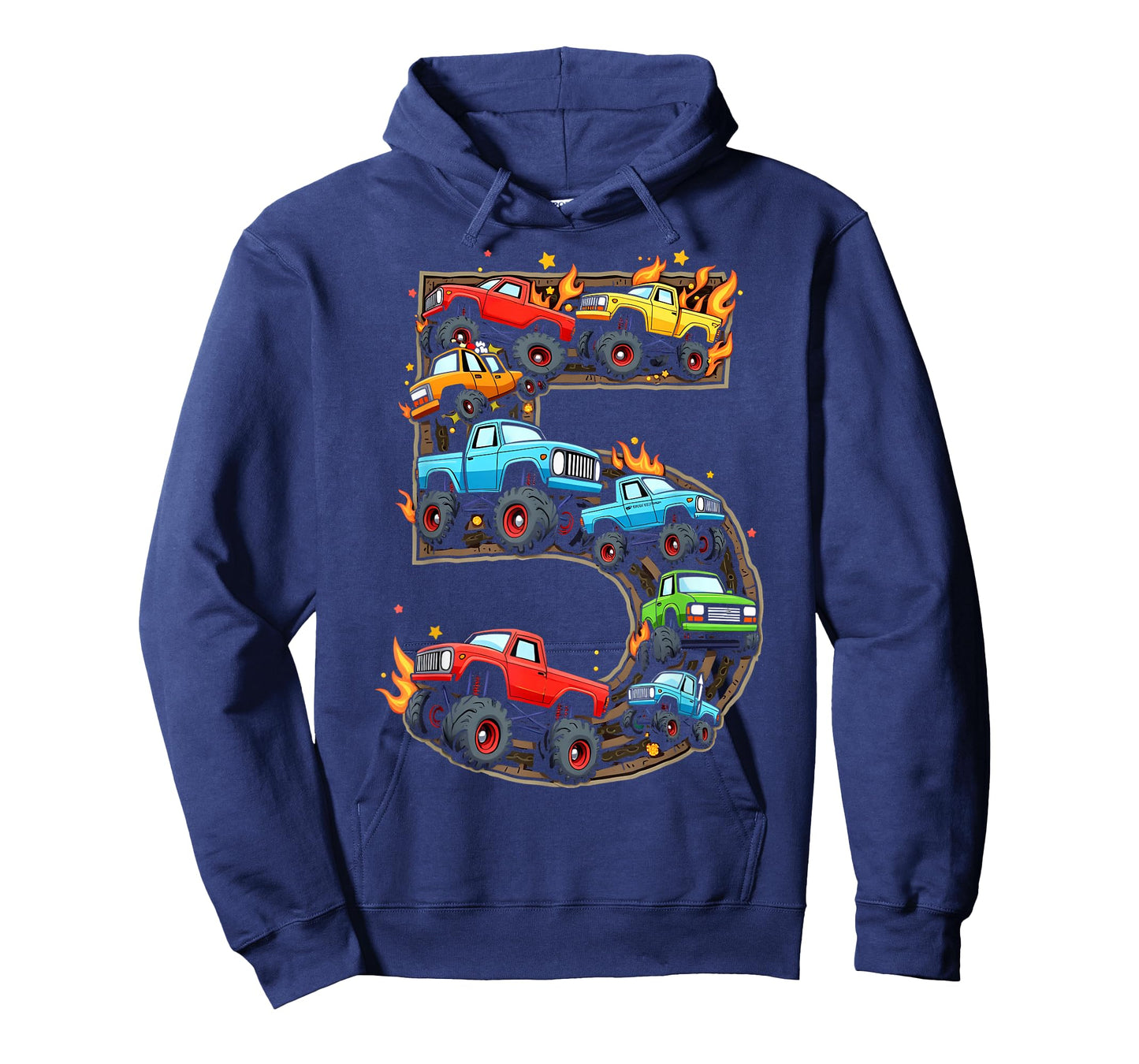 5 Year Old Monster Truck Boy Toddler 5th Birthday Party T-Shirt