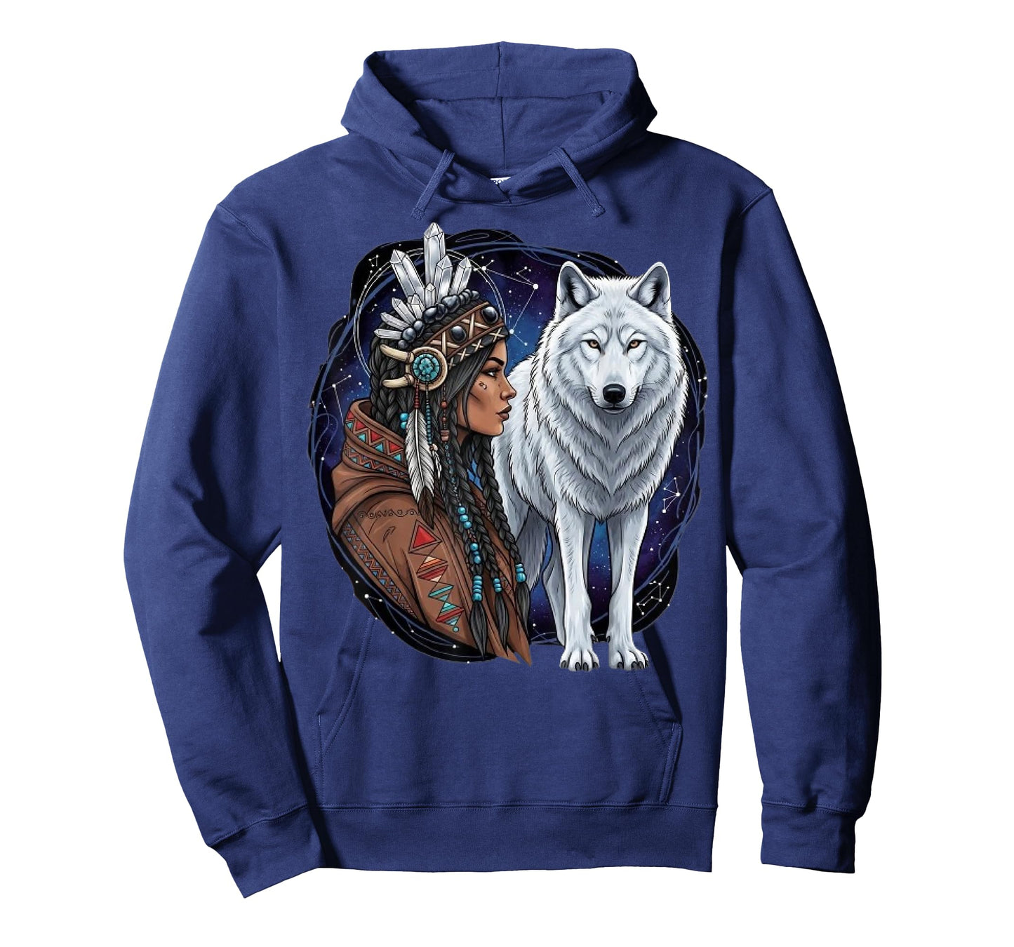 Indian Native American Woman with White Wolf Vitage Gifts T-Shirt