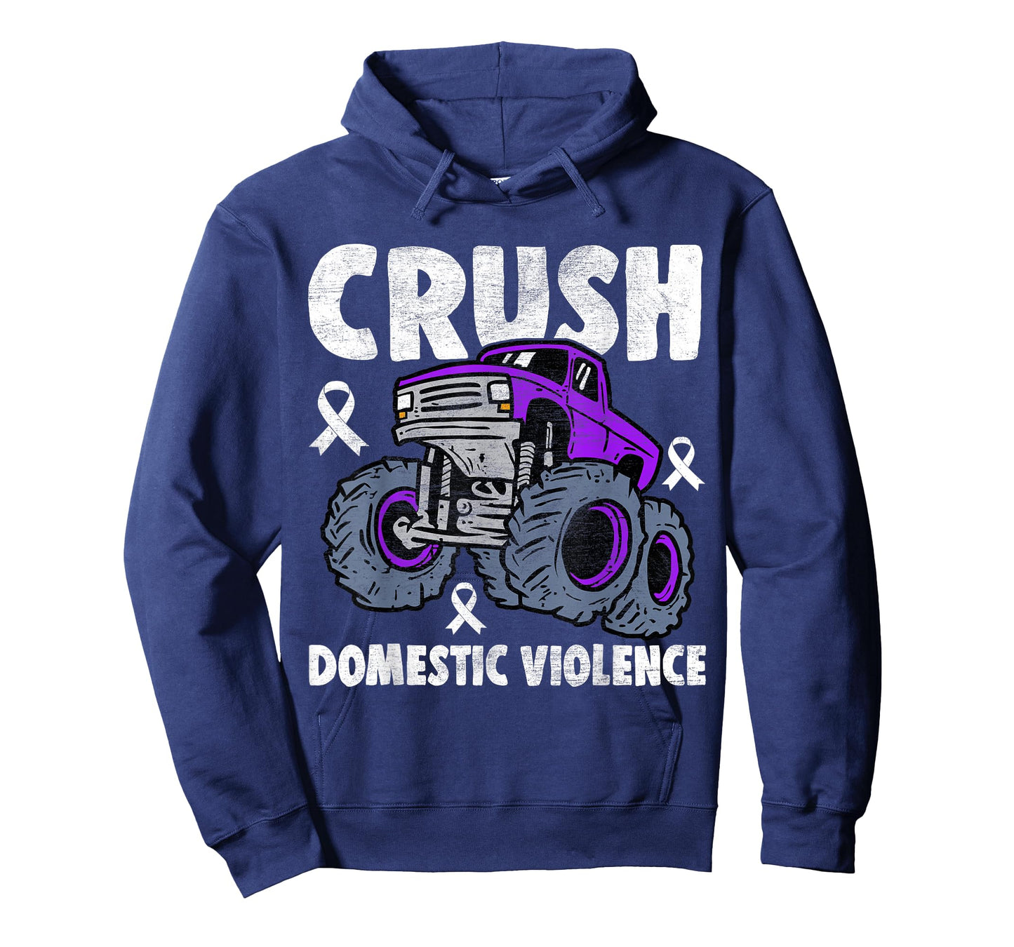 Crush Domestic Violence Awareness Monster Truck Purple Kids T-Shirt