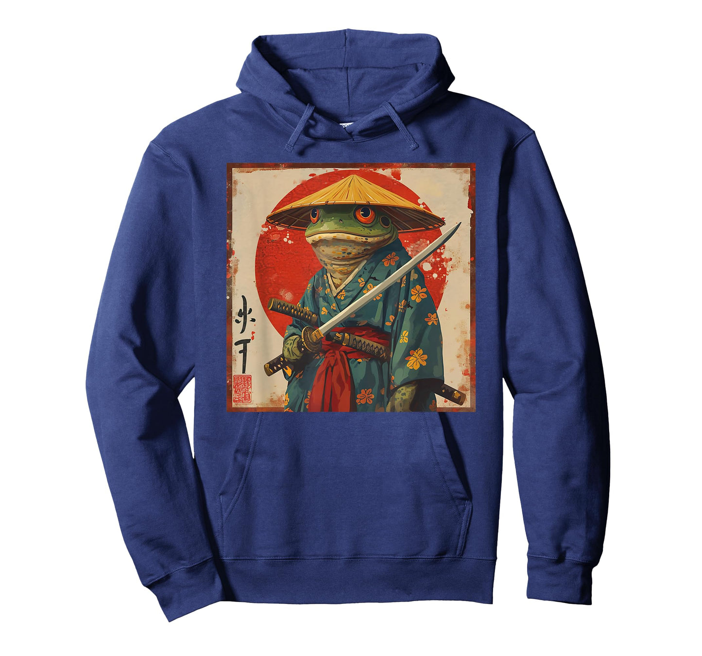 Japanese Woodblock Art: Samurai Frog Japanese Kanji T-Shirt