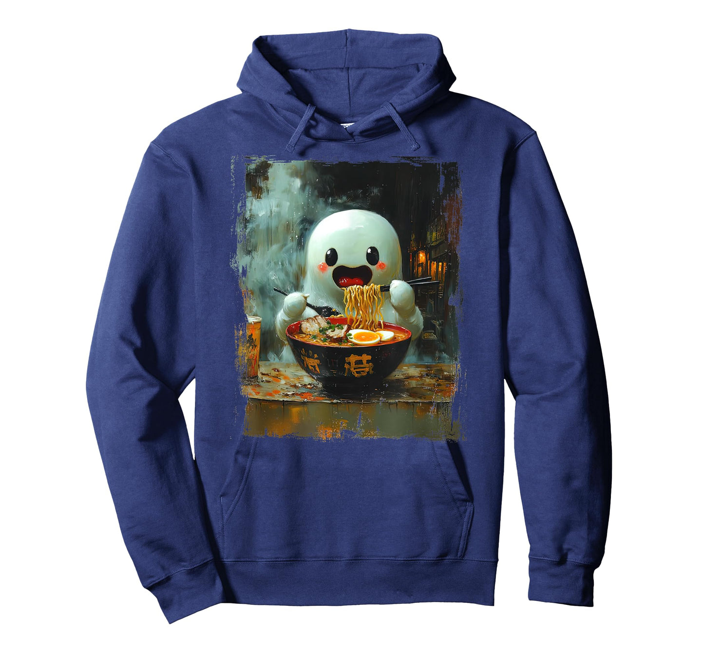 Spooky Cute Ghost Eating Ramen Halloween Japanese Noodles T-Shirt