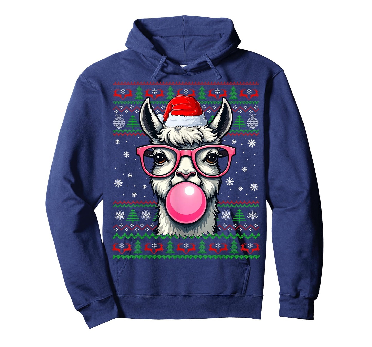 Llama Christmas Ugly Sweater Funny Santa Animal Head Xmas T-Shirt