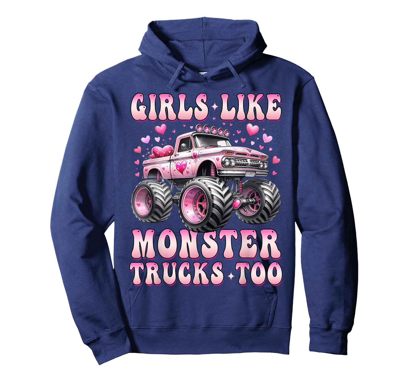 Girls Like Monster Trucks Too Funny Pink Monster Truck Lover T-Shirt
