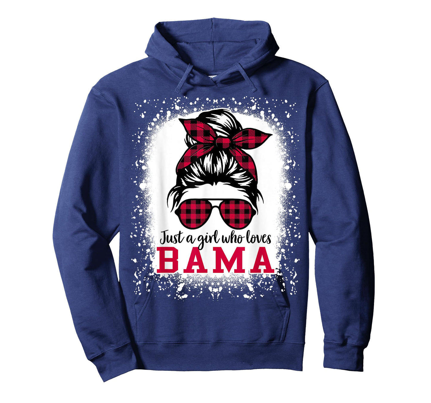 BAMA ALABAMA Women Girls Messy Bun Hair, Alabama State Pride T-Shirt