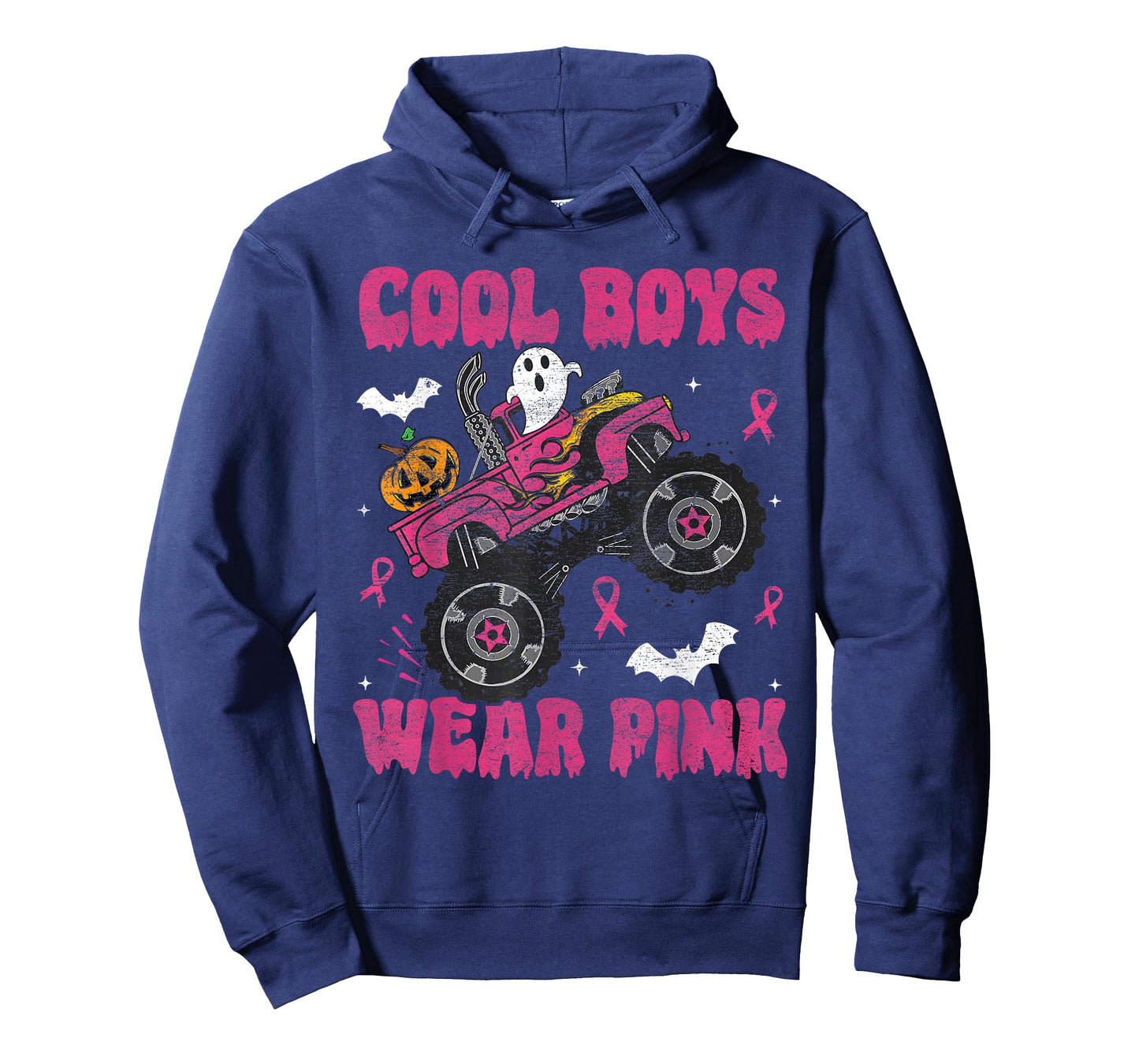 Cool Boys Wear Pink Monster Truck Halloween Breast Cancer T-Shirt