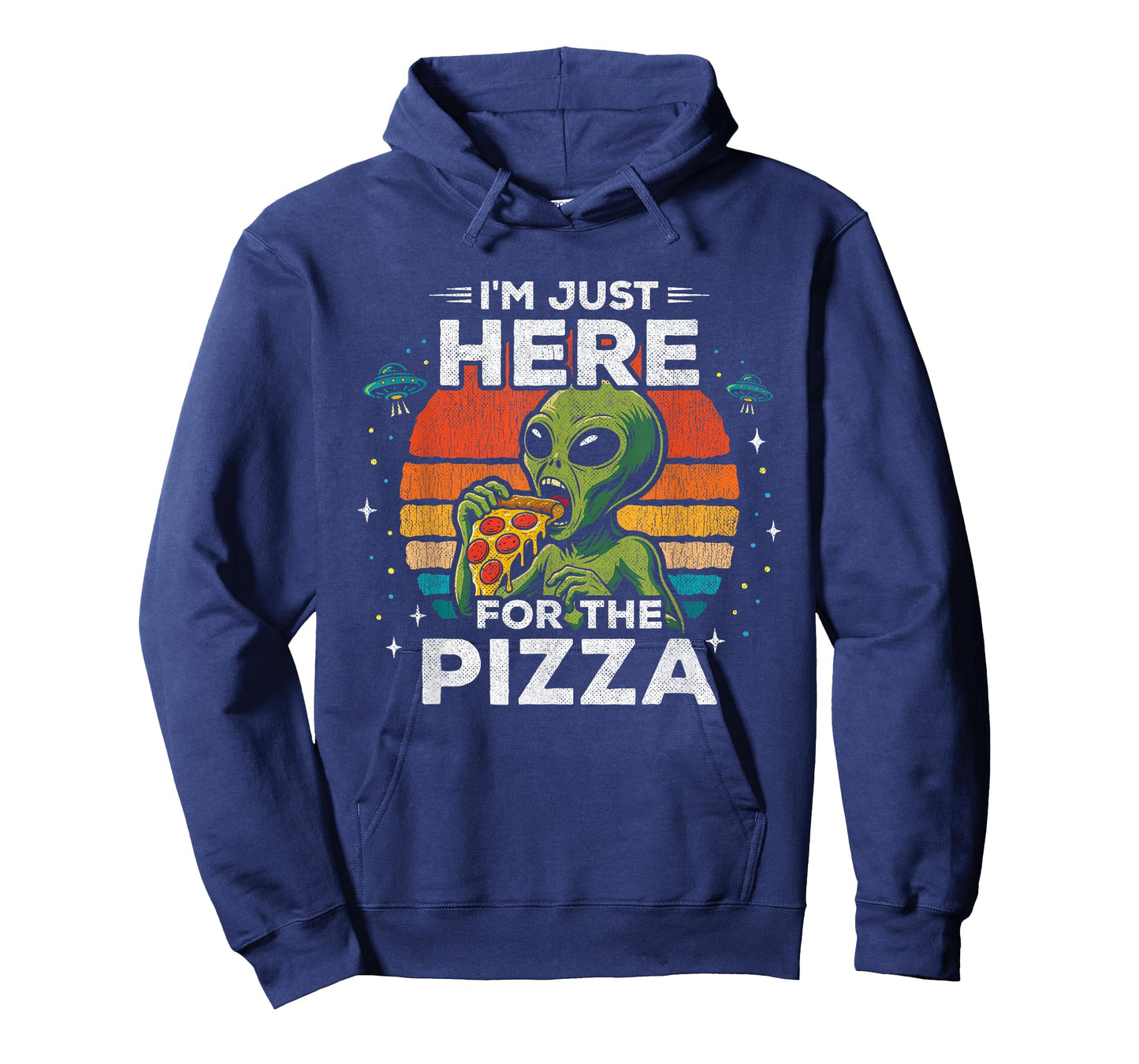 Just Here for The Pizza Alien UFO - Funny Alien Eating Pizza T-Shirt