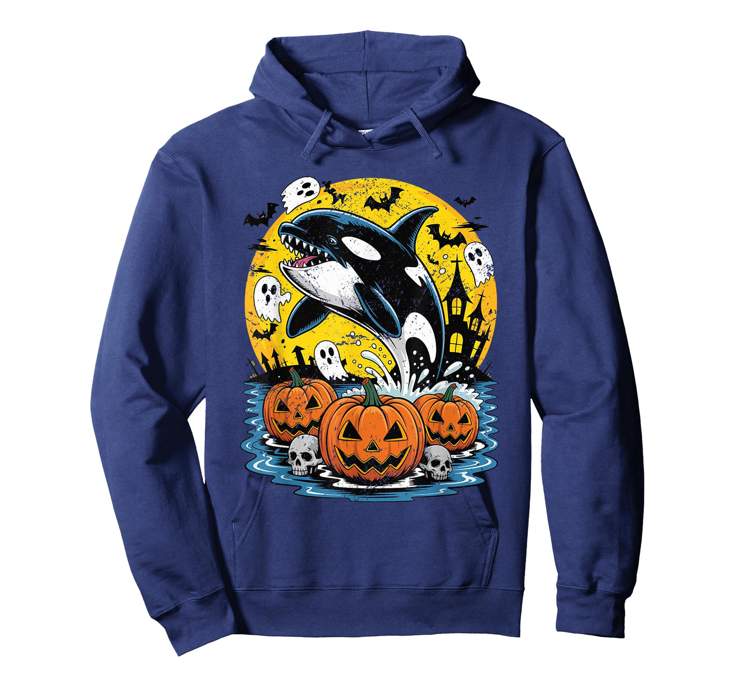 Halloween Scary Orca Whale Pumpkins Ghosts T-Shirt
