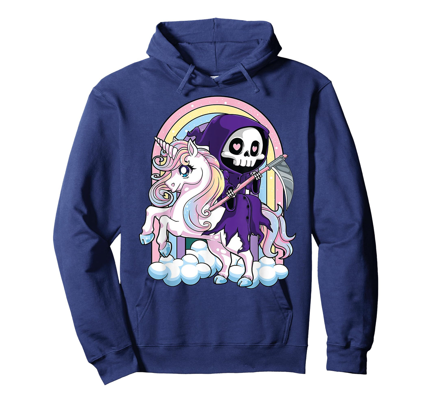 Kawaii Pastel Goth Cute Halloween Grim Reaper Riding Unicorn T-Shirt