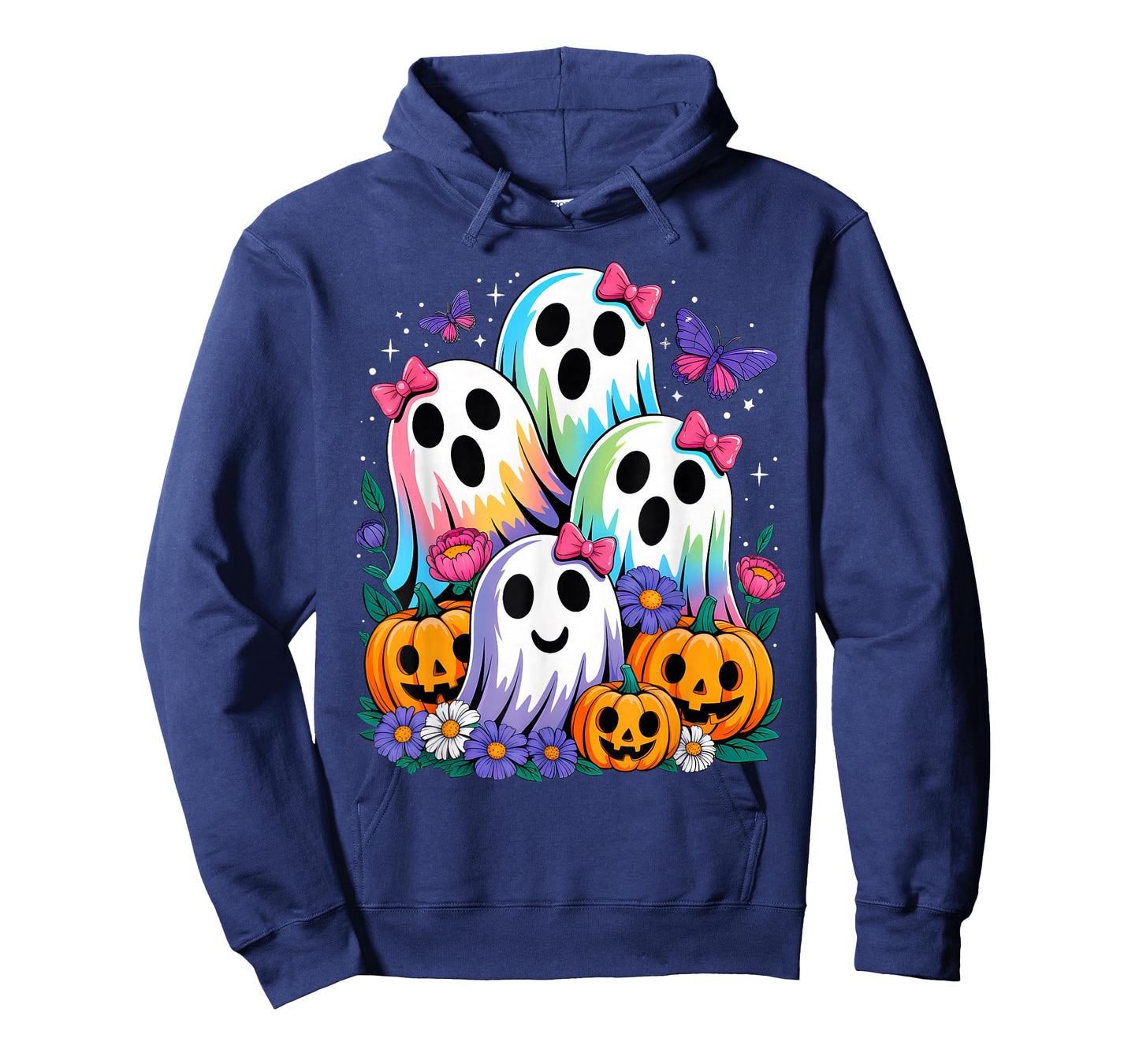 Floral Ghost Coquette Pumpkin Funny Halloween Boo Girls Kids T-Shirt