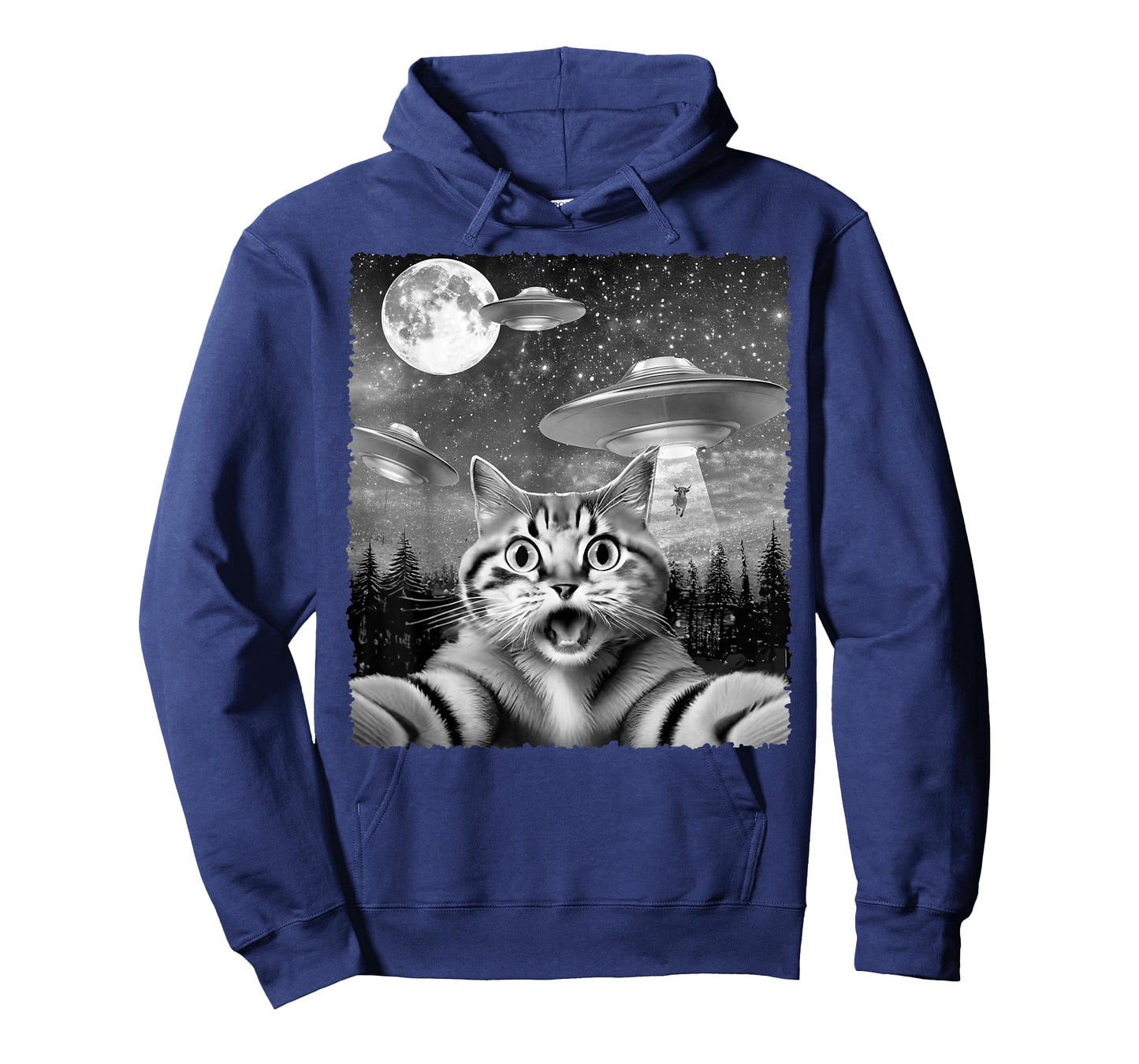 Funny Alien Cat Selfie with UFOs Gift Idea Men Women Kids T-Shirt