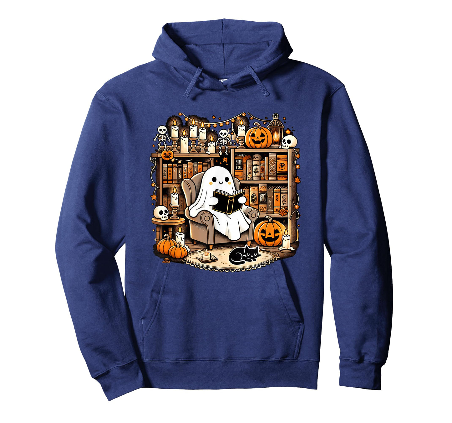 Vintage Ghost Reading Book Lovers Library Halloween Spooky T-Shirt