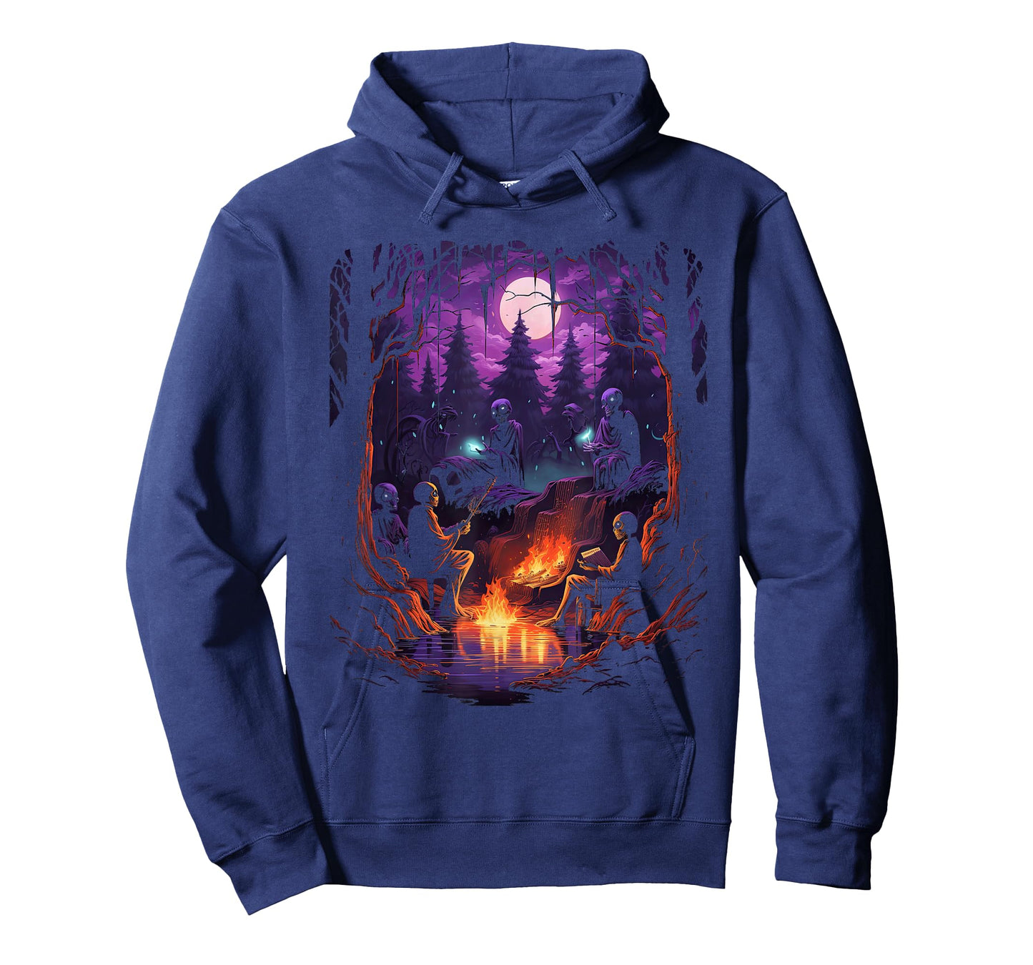 Vintage Ghost and Skeleton by Fire Camping Gothic Halloween T-Shirt