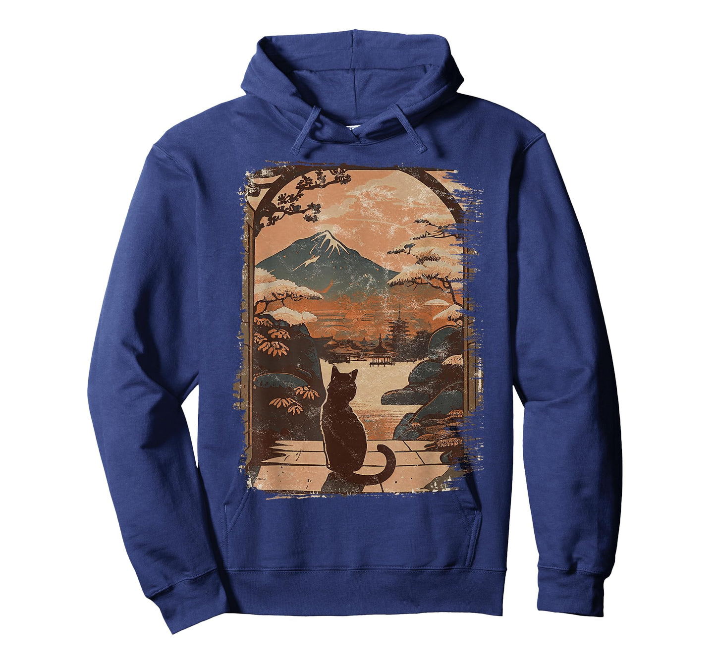Japanese Cat with Landscape and Mountain T-Shirt
