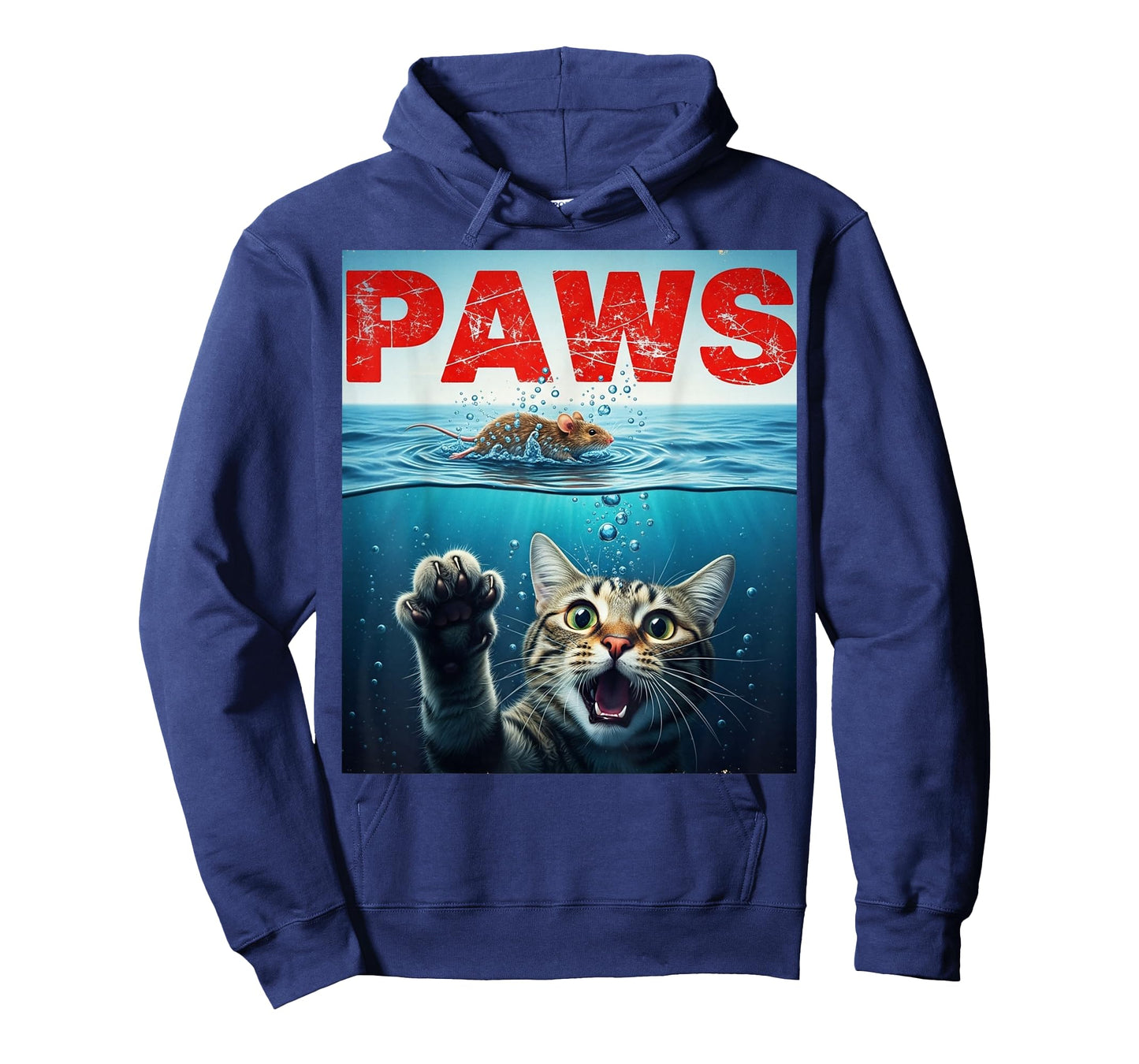 PAWS Parody Cat Mouse Humorous Cat Chasing Mouse T-Shirt