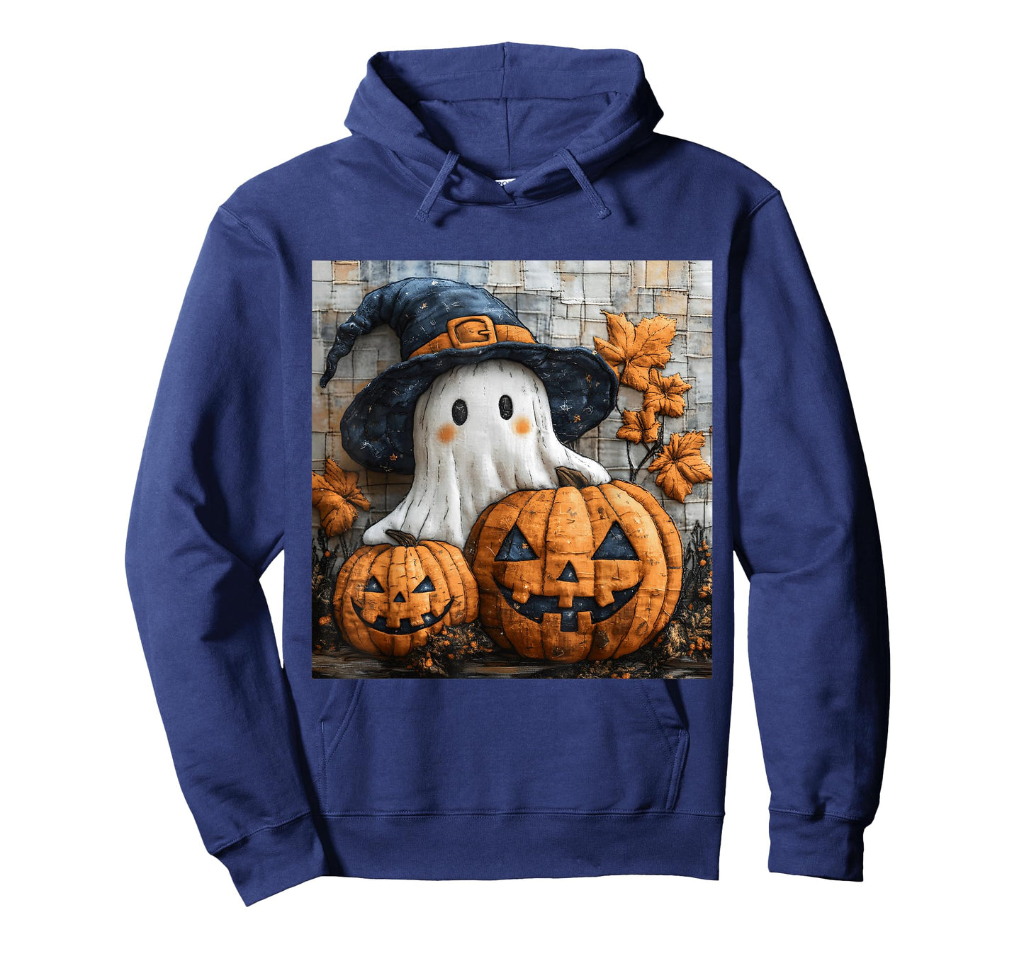 Funny Ghost Pumpkin Cute Halloween Patchwork Art T-Shirt