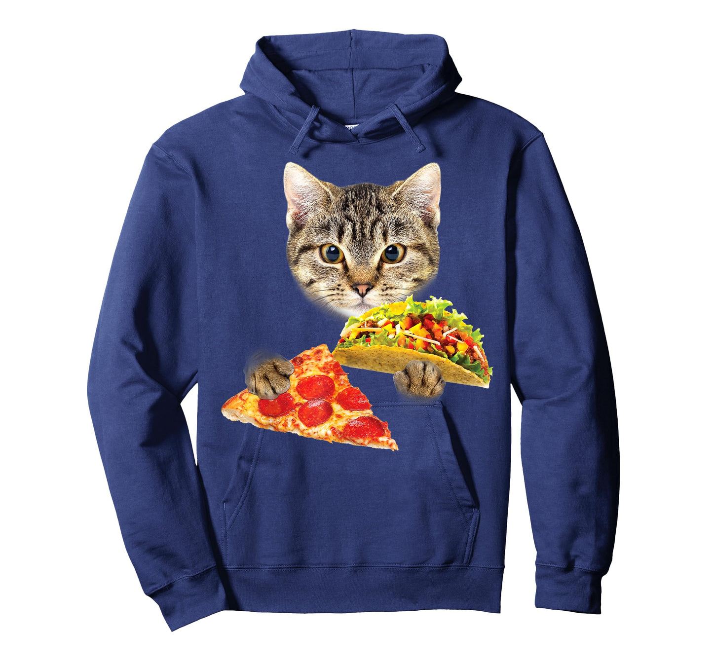 Cat Eating Taco and Pizza Shirt, Funny Kitty by Zany Brainy T-Shirt for Men Women Kids