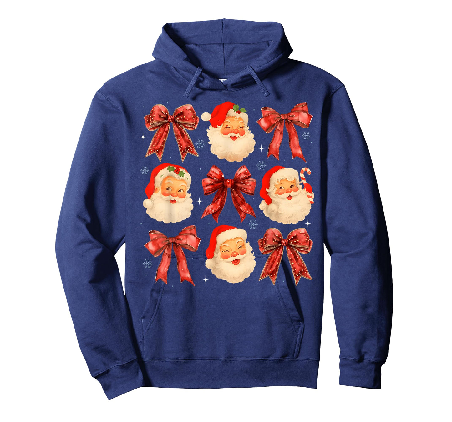 Retro Coquette Bows Santa Claus Face Christmas Women Girl T-Shirt